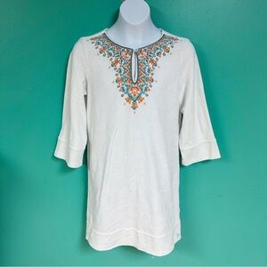 Cabana Life White Orange & Teal Moroccan Terrycloth Swim Coverup Girls Size 14